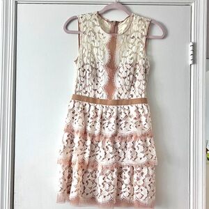 Sophea Sleeveless Tiered Skirt Lace Dress by BCBGMAXAZRIA